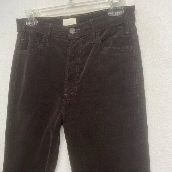 MOTHER Mole Corduroy The Hustler Ankle Fray Brown Retro Flare Crop Pant 28 - Picture 5 of 12